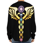 The Seven Chakras Caduceus Print Long Sleeve Baseball Jersey