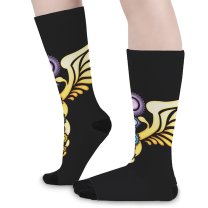 The Seven Chakras Caduceus Print Long Socks