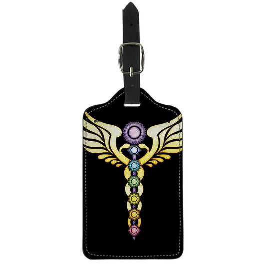 The Seven Chakras Caduceus Print Luggage Tag