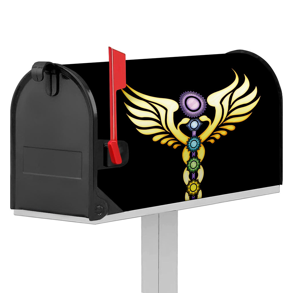 The Seven Chakras Caduceus Print Mailbox Cover