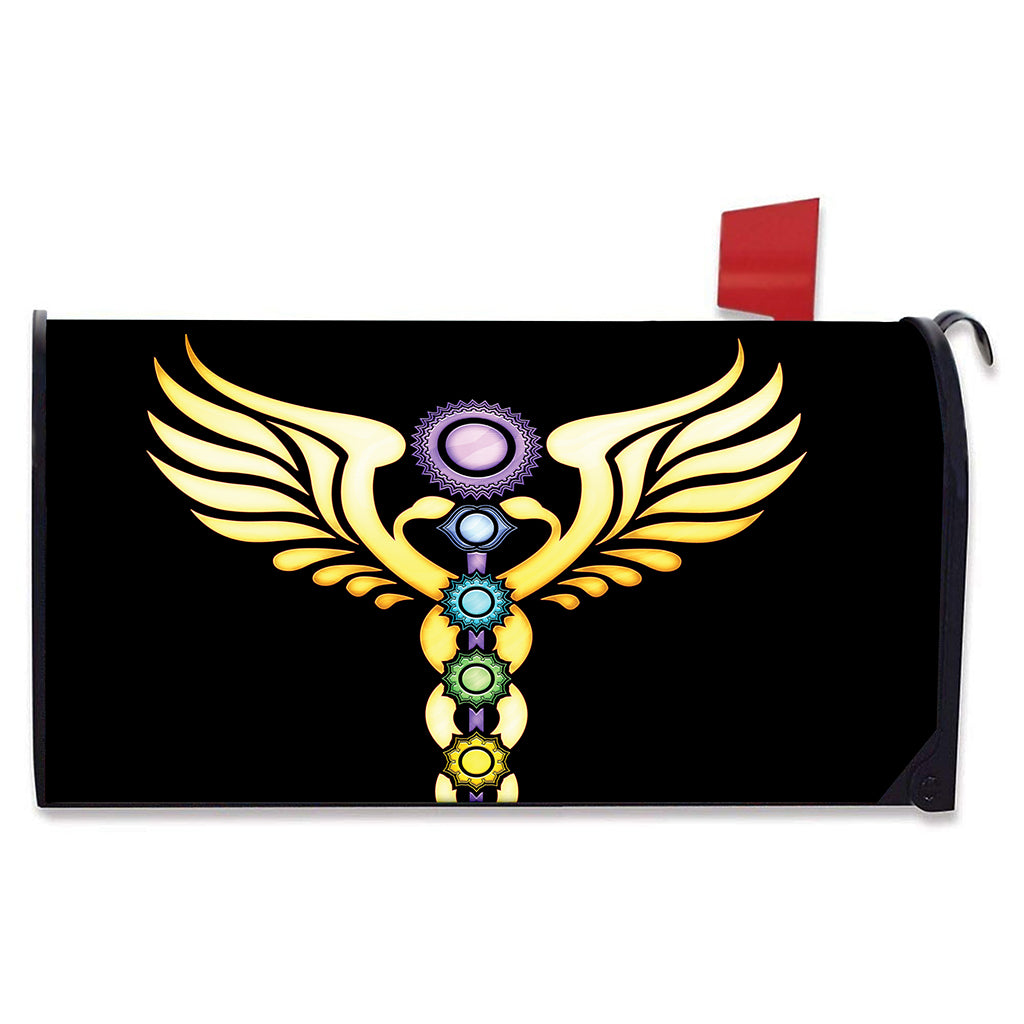 The Seven Chakras Caduceus Print Mailbox Cover