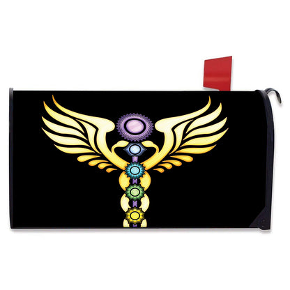 The Seven Chakras Caduceus Print Mailbox Cover
