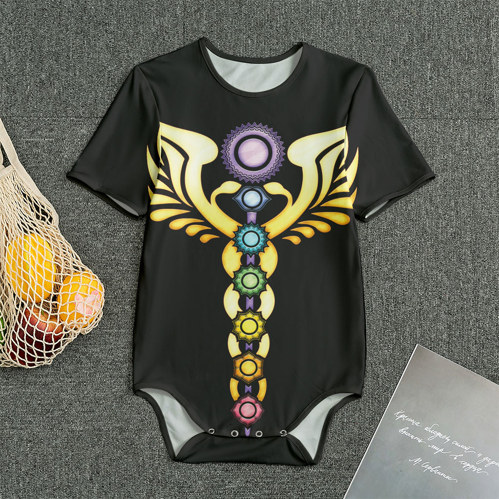 The Seven Chakras Caduceus Print Men's Bodysuit