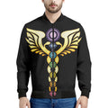 The Seven Chakras Caduceus Print Men's Bomber Jacket