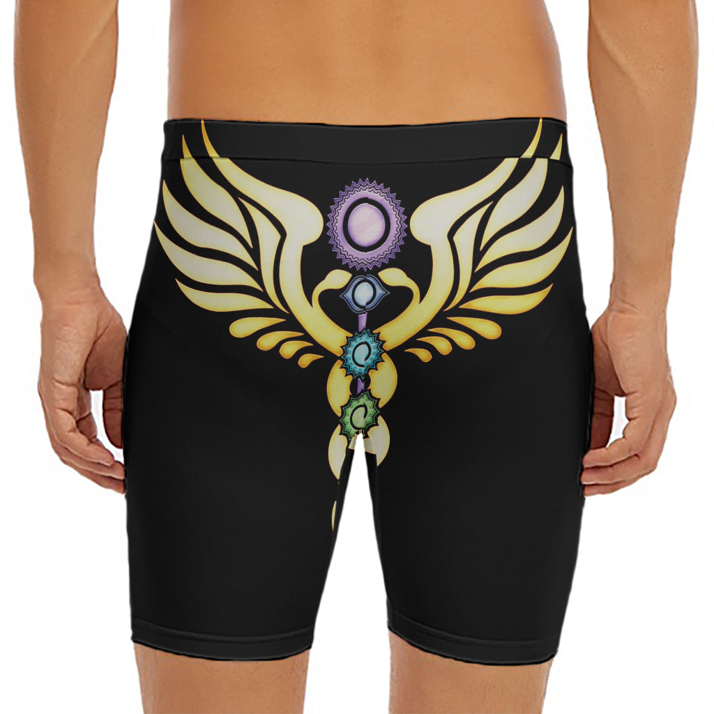 The Seven Chakras Caduceus Print Men's Long Boxer Briefs