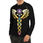 The Seven Chakras Caduceus Print Men's Long Sleeve Rash Guard