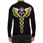 The Seven Chakras Caduceus Print Men's Long Sleeve Rash Guard