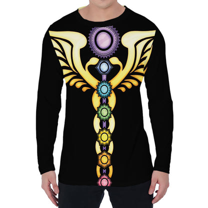 The Seven Chakras Caduceus Print Men's Long Sleeve T-Shirt