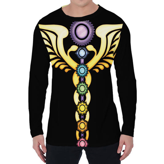 The Seven Chakras Caduceus Print Men's Long Sleeve T-Shirt