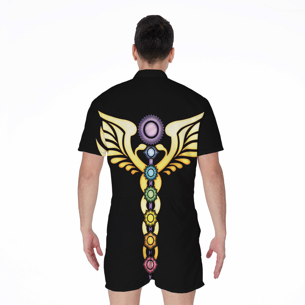The Seven Chakras Caduceus Print Men's Rompers