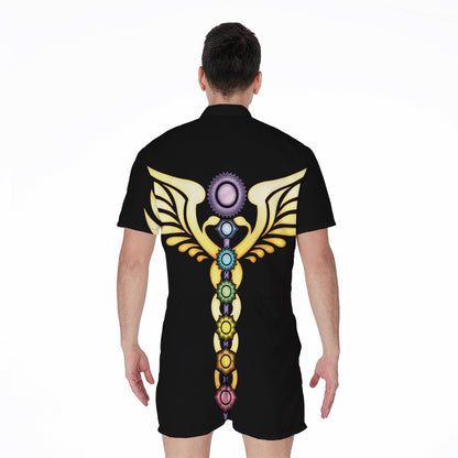 The Seven Chakras Caduceus Print Men's Rompers