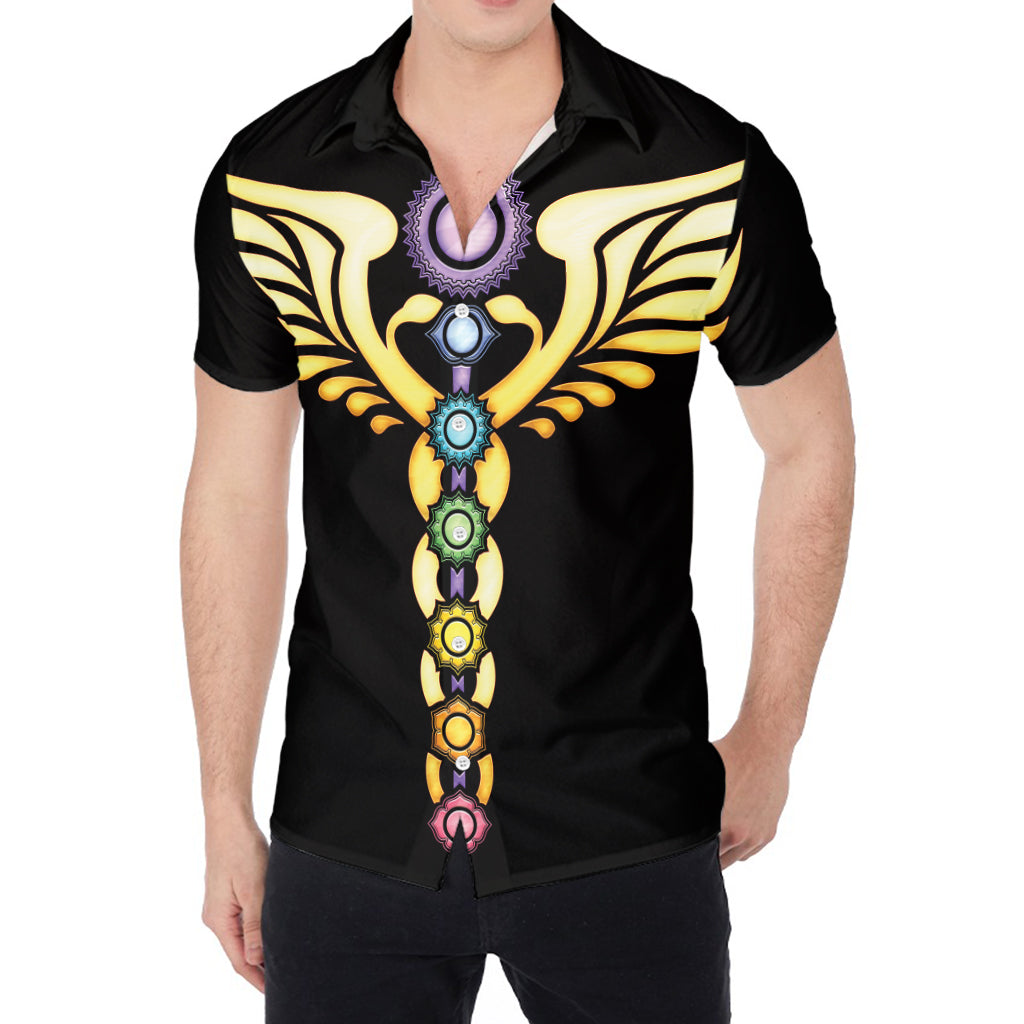 The Seven Chakras Caduceus Print Men's Shirt