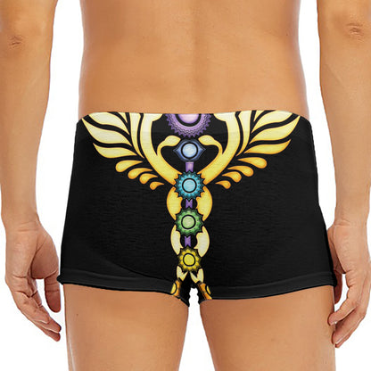 The Seven Chakras Caduceus Print Men's Short Boxer Briefs