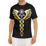 The Seven Chakras Caduceus Print Men's Short Sleeve Rash Guard