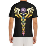 The Seven Chakras Caduceus Print Men's Short Sleeve Rash Guard