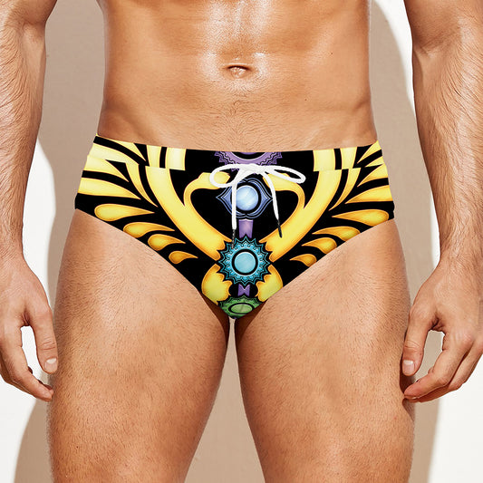 The Seven Chakras Caduceus Print Men's Swim Briefs