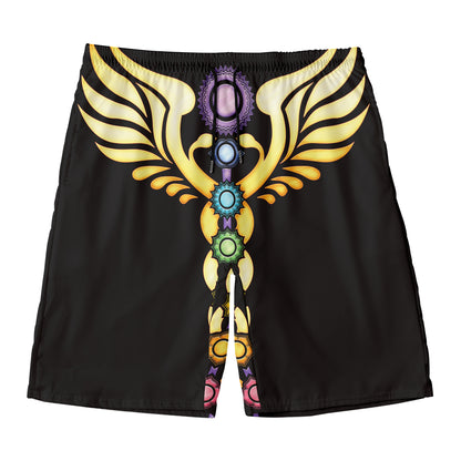 The Seven Chakras Caduceus Print Men's Swim Trunks
