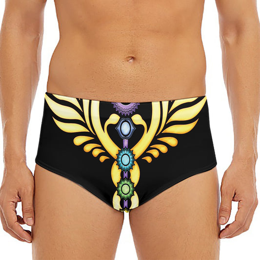 The Seven Chakras Caduceus Print Men's Triangle Swim Briefs