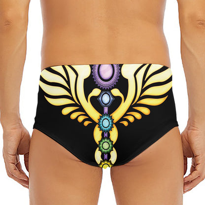 The Seven Chakras Caduceus Print Men's Triangle Swim Briefs