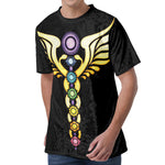 The Seven Chakras Caduceus Print Men's Velvet T-Shirt