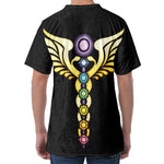 The Seven Chakras Caduceus Print Men's Velvet T-Shirt