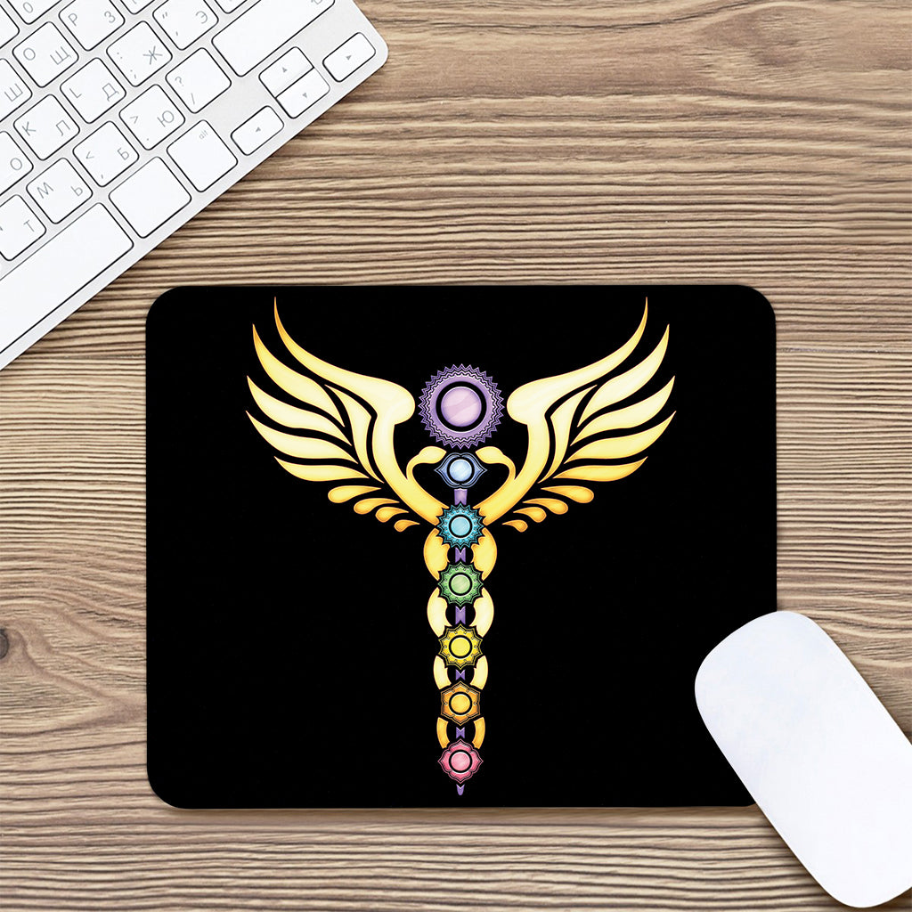 The Seven Chakras Caduceus Print Mouse Pad