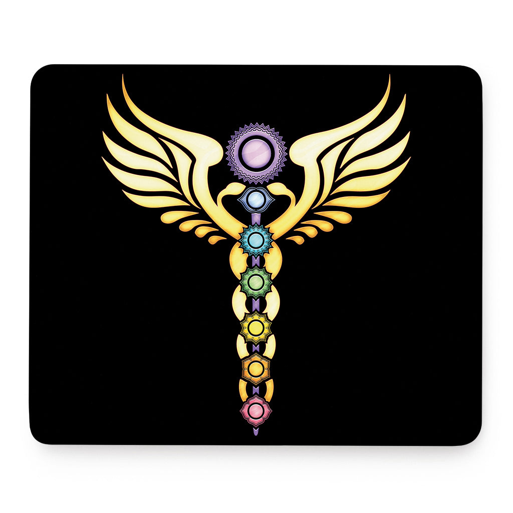 The Seven Chakras Caduceus Print Mouse Pad