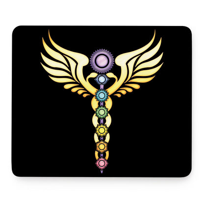 The Seven Chakras Caduceus Print Mouse Pad