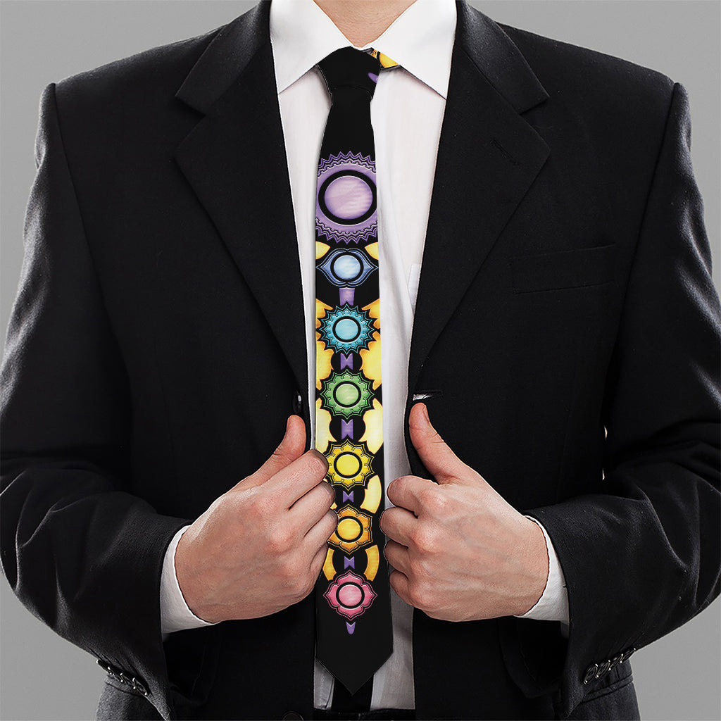 The Seven Chakras Caduceus Print Necktie