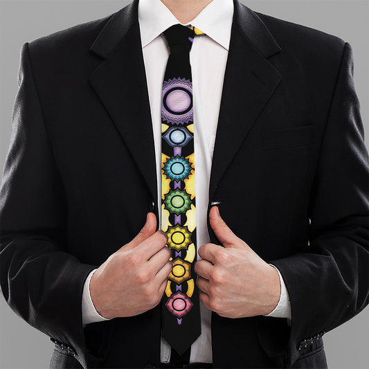 The Seven Chakras Caduceus Print Necktie
