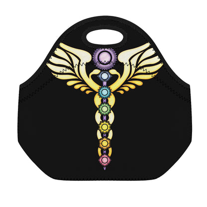 The Seven Chakras Caduceus Print Neoprene Lunch Bag