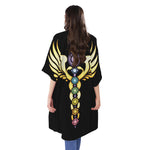The Seven Chakras Caduceus Print Open Front Beach Cover Up