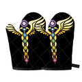 The Seven Chakras Caduceus Print Oven Mitts