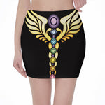 The Seven Chakras Caduceus Print Pencil Mini Skirt