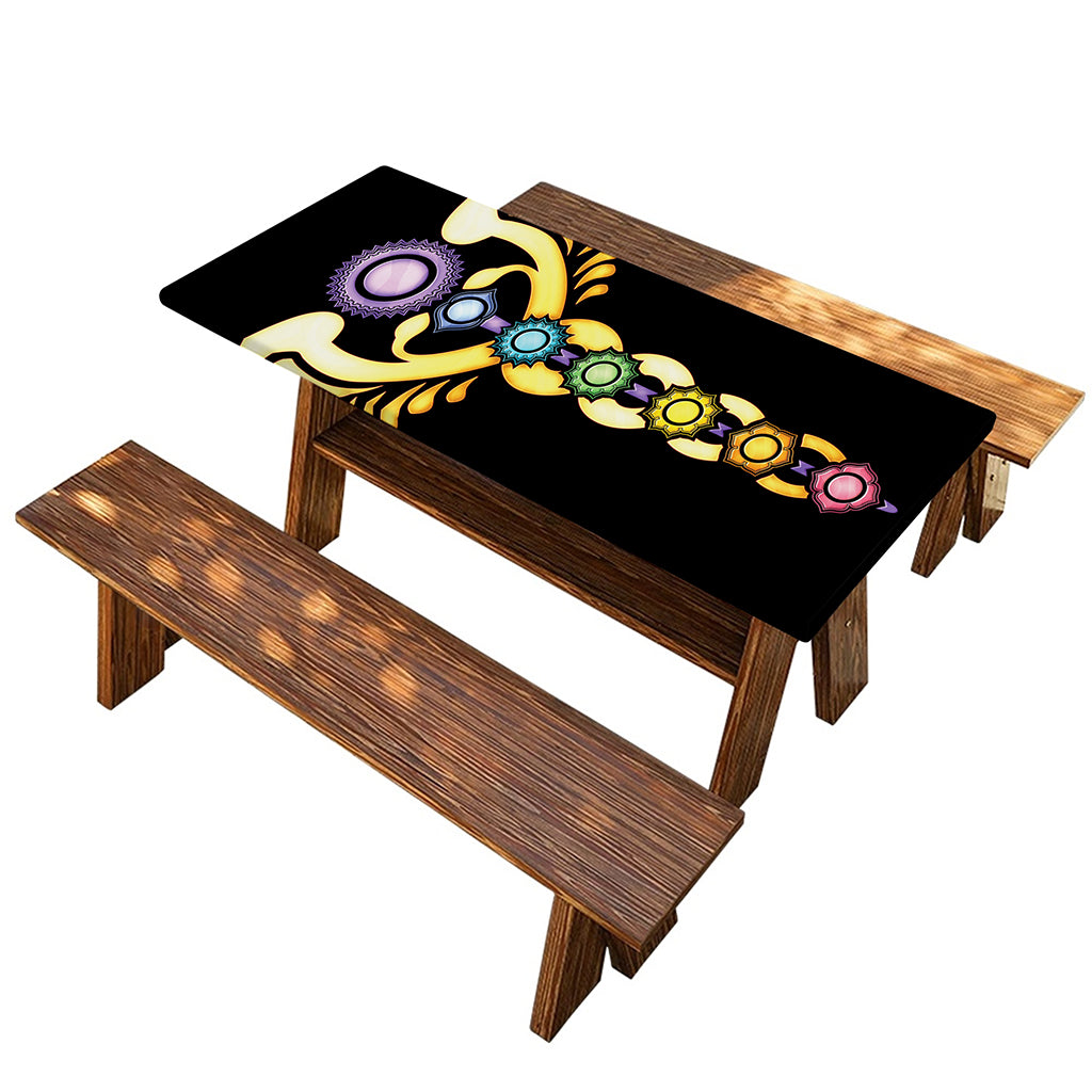 The Seven Chakras Caduceus Print Picnic Table Cover