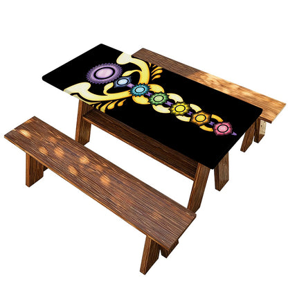 The Seven Chakras Caduceus Print Picnic Table Cover