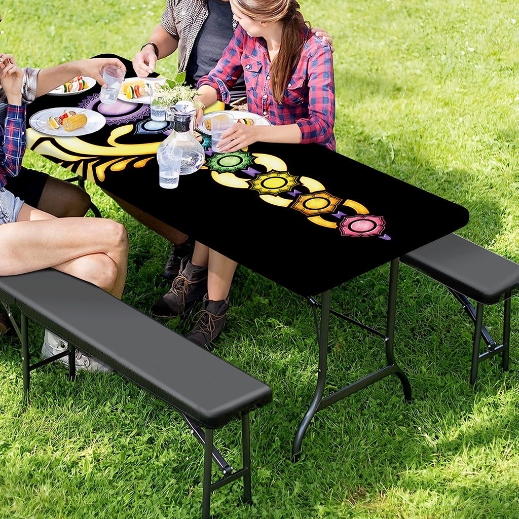 The Seven Chakras Caduceus Print Picnic Table Cover