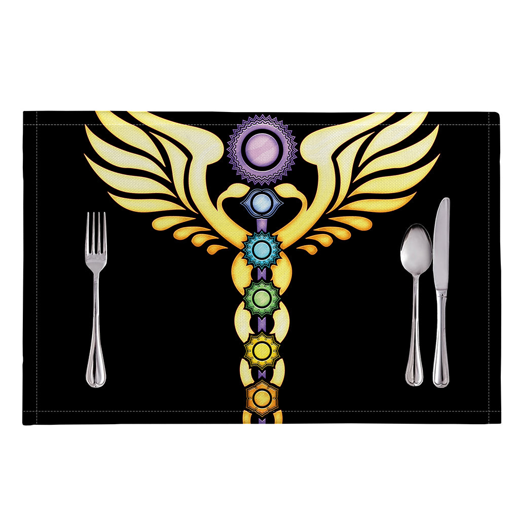 The Seven Chakras Caduceus Print Placemat