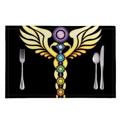 The Seven Chakras Caduceus Print Placemat