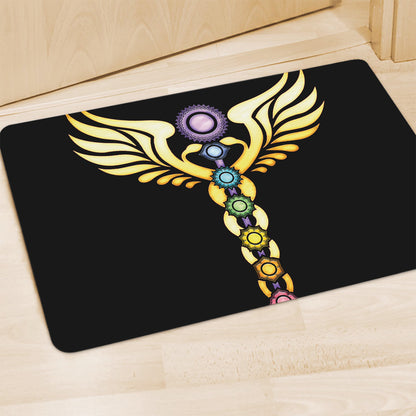 The Seven Chakras Caduceus Print Polyester Doormat