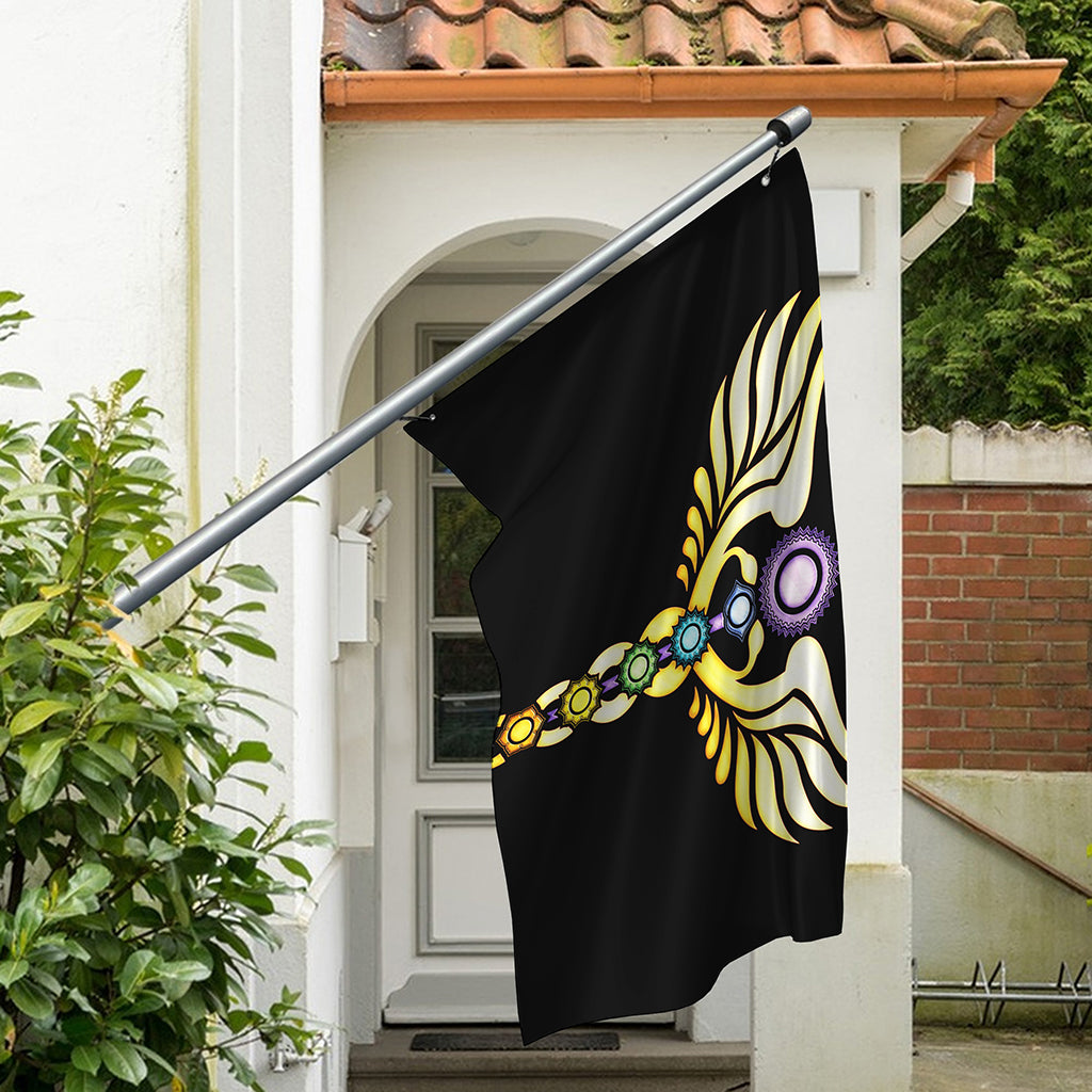 The Seven Chakras Caduceus Print Polyester Flag
