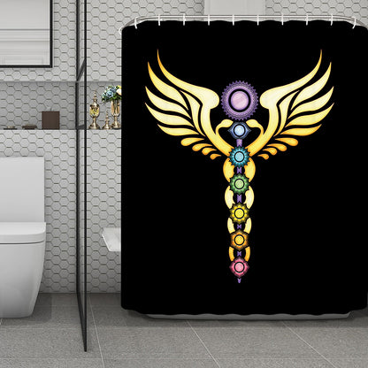 The Seven Chakras Caduceus Print Polyester Shower Curtain