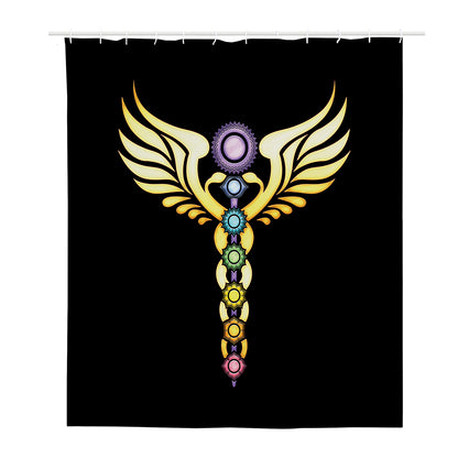 The Seven Chakras Caduceus Print Polyester Shower Curtain