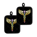 The Seven Chakras Caduceus Print Pot Holders