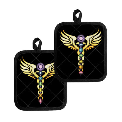 The Seven Chakras Caduceus Print Pot Holders