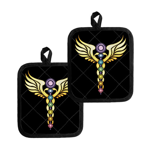 The Seven Chakras Caduceus Print Pot Holders