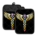 The Seven Chakras Caduceus Print Pot Holders With Pocket