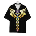 The Seven Chakras Caduceus Print Rayon Hawaiian Shirt