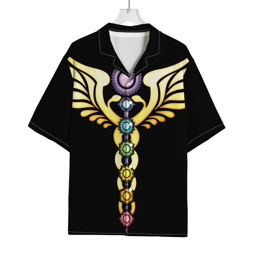 The Seven Chakras Caduceus Print Rayon Hawaiian Shirt