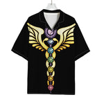 The Seven Chakras Caduceus Print Rayon Hawaiian Shirt